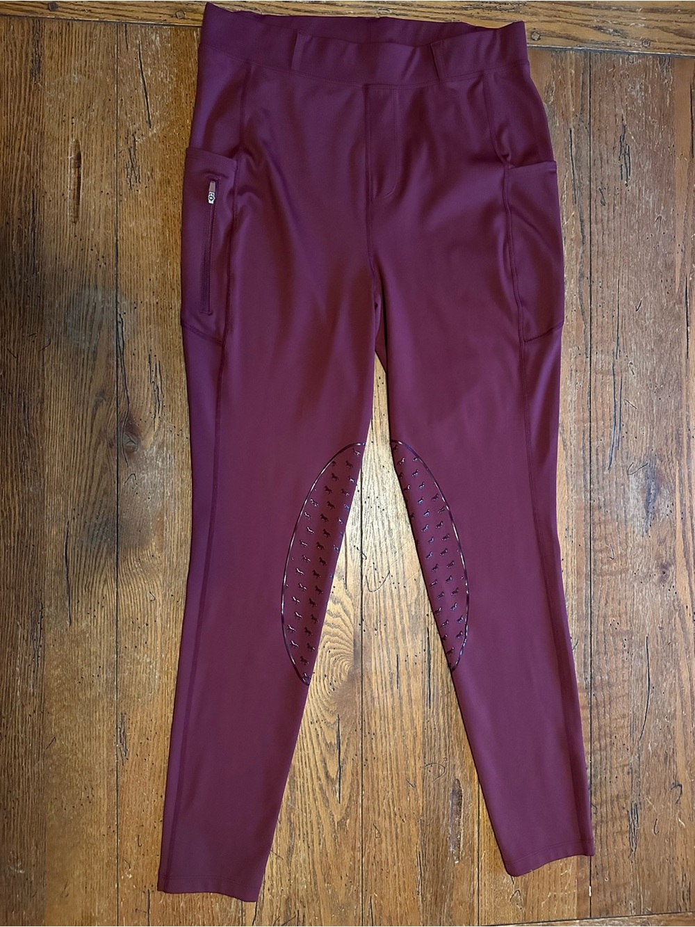 Baleaf Burgundy Full-Length Grip Riding Leggings